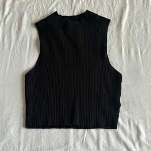 Black high neck knit crop top